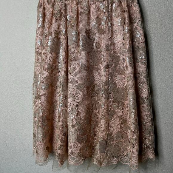 Vera Wang Dress Size 4 Lace Elusion Rose Gold Silver Sequins Cocktail Formal - Picture 3 of 9